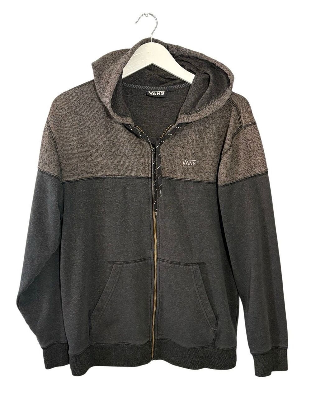 Vans charcoal gray color block full zip hoodie - M